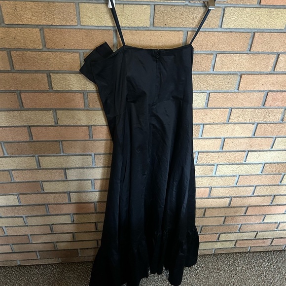 Hutch Bow Tie Strapless Maxi Dress Black Ruffle Hem Size 10 - Picture 7 of 11